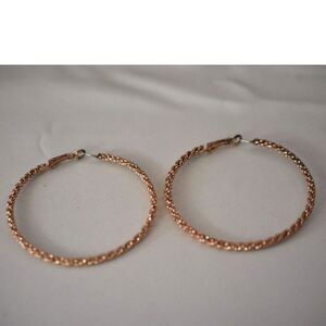 Flashy Twisted Rope Gold Tone 3"Hoop Grunge Boho Statement Earrings